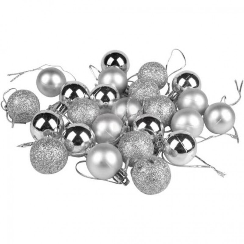 Karácsonyi gömb ezüst - 6 db/csomag Karácsonyfa díszités