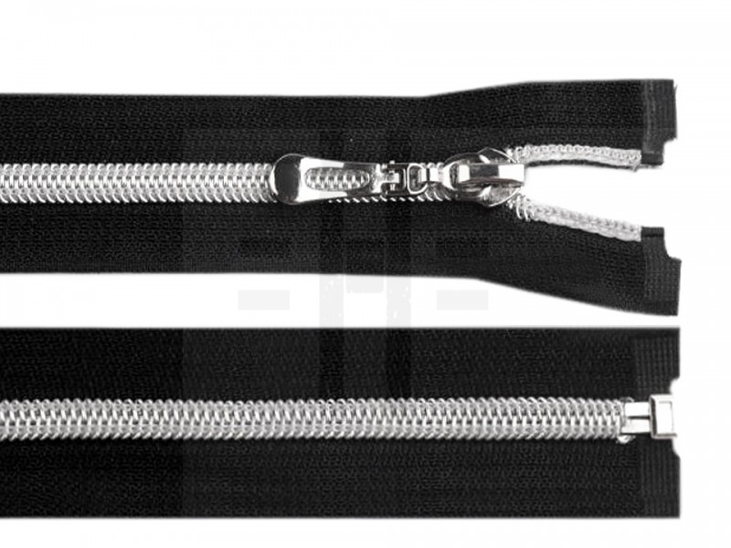 Spirálcipzár ezüst fogazással - 60 cm
