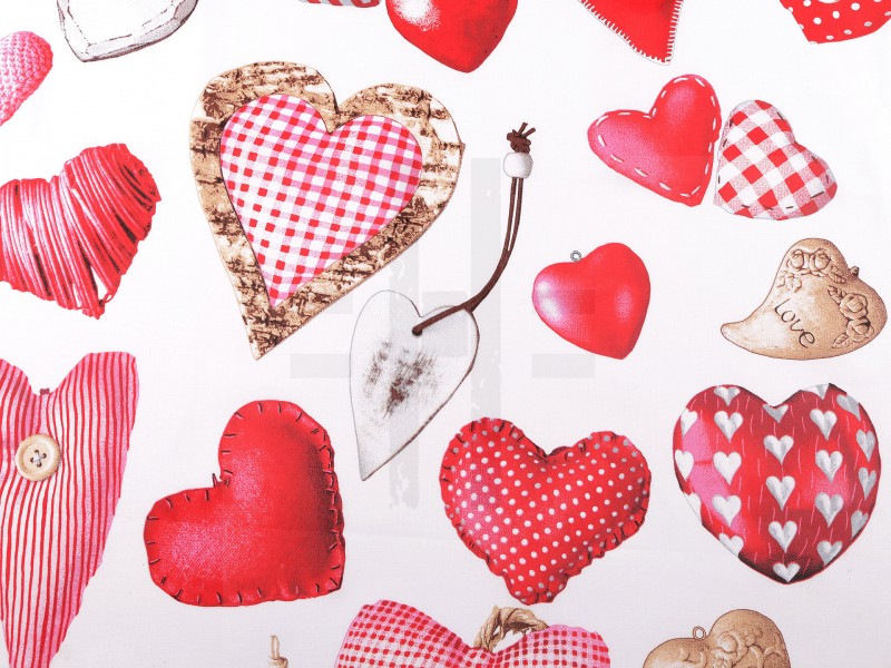 Pamut vászon anyag szív mintás Pamut, gyapjú, krepp