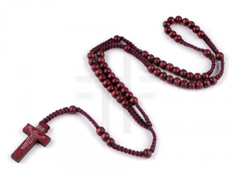 Rózsafüzér fából fonott zsinóron Nyaklánc, -kellék Rózsafüzér fából fonott zsinóron Nyaklánc, -kellék