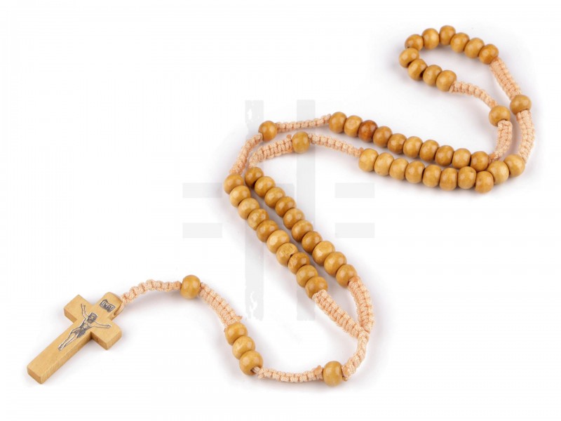 Rózsafüzér fából fonott zsinóron Nyaklánc, -kellék Rózsafüzér fából fonott zsinóron Nyaklánc, -kellék