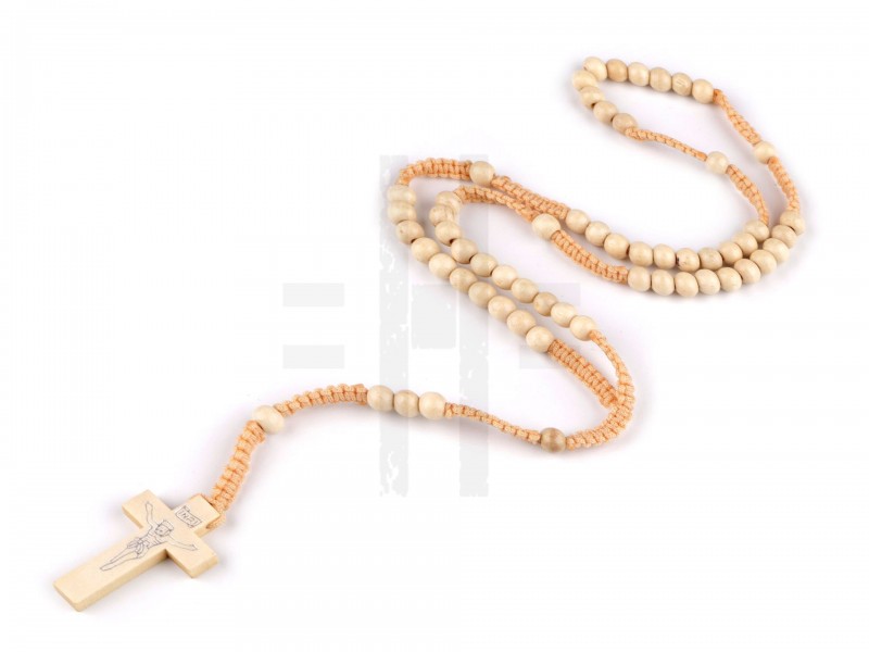 Rózsafüzér fából fonott zsinóron Nyaklánc, -kellék Rózsafüzér fából fonott zsinóron Nyaklánc, -kellék