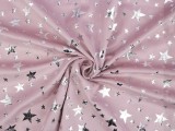 Dekorációs bársony lurex csillagokkal - Rózsaszín Karácsonyi textil