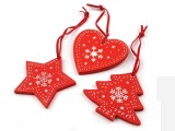Fa karácsonyi dekoráció készlet 3 db-os - Piros Fa,üveg dísz-, kellék