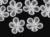 Monofil virág gyöngyökkel - 10 db/csomag Varrható, ragasztható ruhadísz