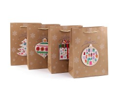 Ajándék táska karácsonyi natur - 18 x 23 cm Ajándék csomagolás