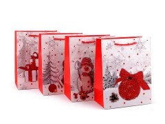 Ajándék táska karácsonyi glitterrel - 18 x 23 cm Ajándék csomagolás