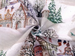 Dekorációs anyag Loneta - Havas táj Karácsonyi textil