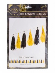 Arany-fekete pom-pom girland - 4,2 méter Halloween