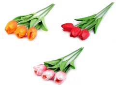 Mű tulipán virág - 3 db/csokor Virág, toll, növény